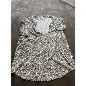 Lucky‎ Brand Shirt Womens XL Multicolor Floral Short Sleeve Tassel Tie Gauze